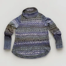 French Dressing Jeans Tunic Sweater Top Cowl Neck Women's Size Medium Blue