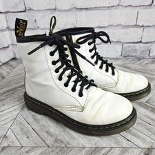 Dr MARTENS Boots DOCS WHITE SIDE ZIP KIDS BOYS GIRLS 2 UK 1 Leather COMBAT PUNK