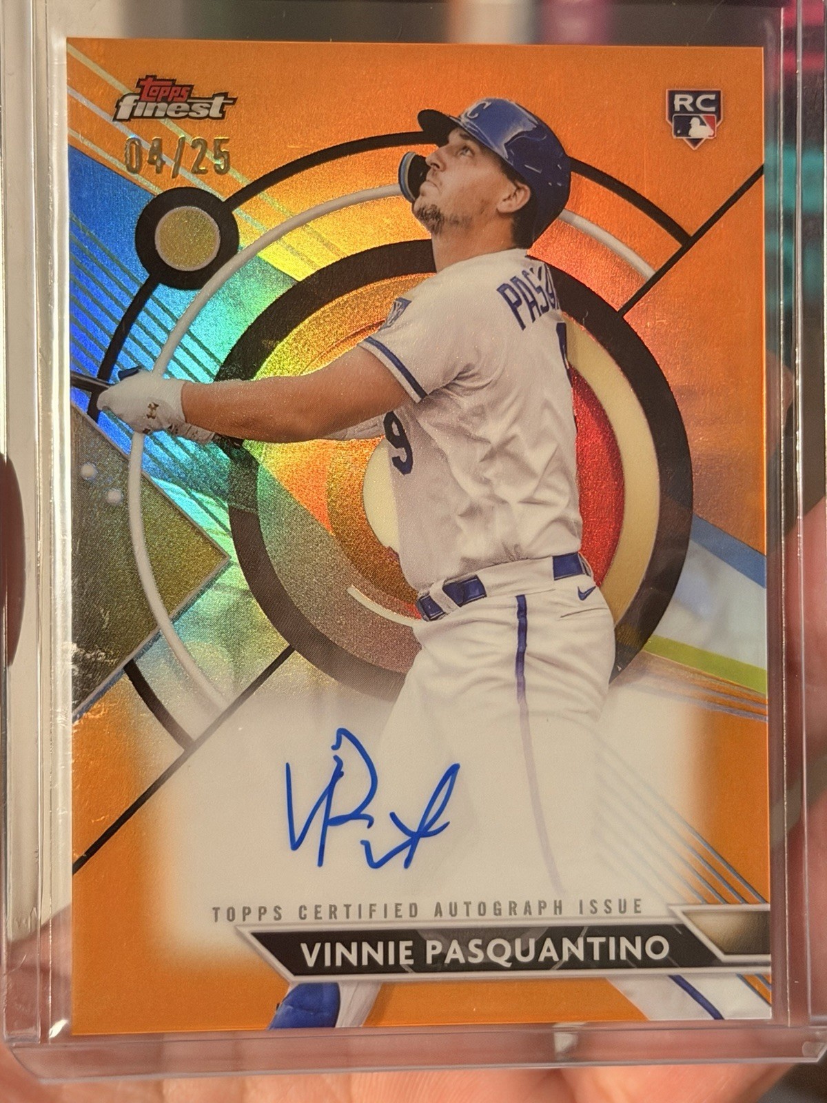 2023 Topps Finest Vinnie Pasquantino Rookie Auto Orange Refractor /25 Royals