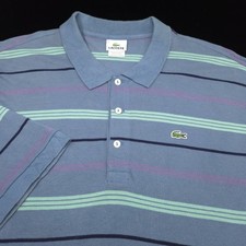 Lacoste Polo Shirt -3XL 9 Blue Purple Aqua Black Stripe Mesh Big GOLF Crocodile