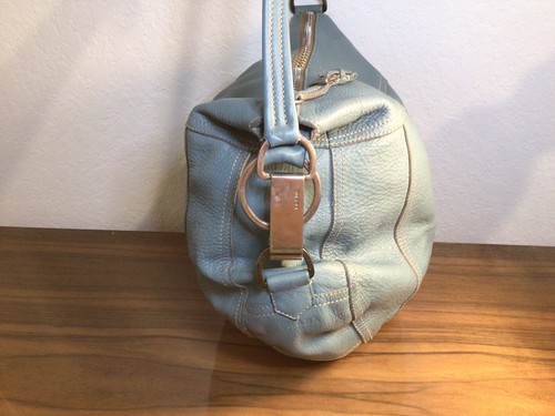 PRADA Blue Vitello Daino One Shoulder Tote Bag Large Hobo - Picture 16 of 16