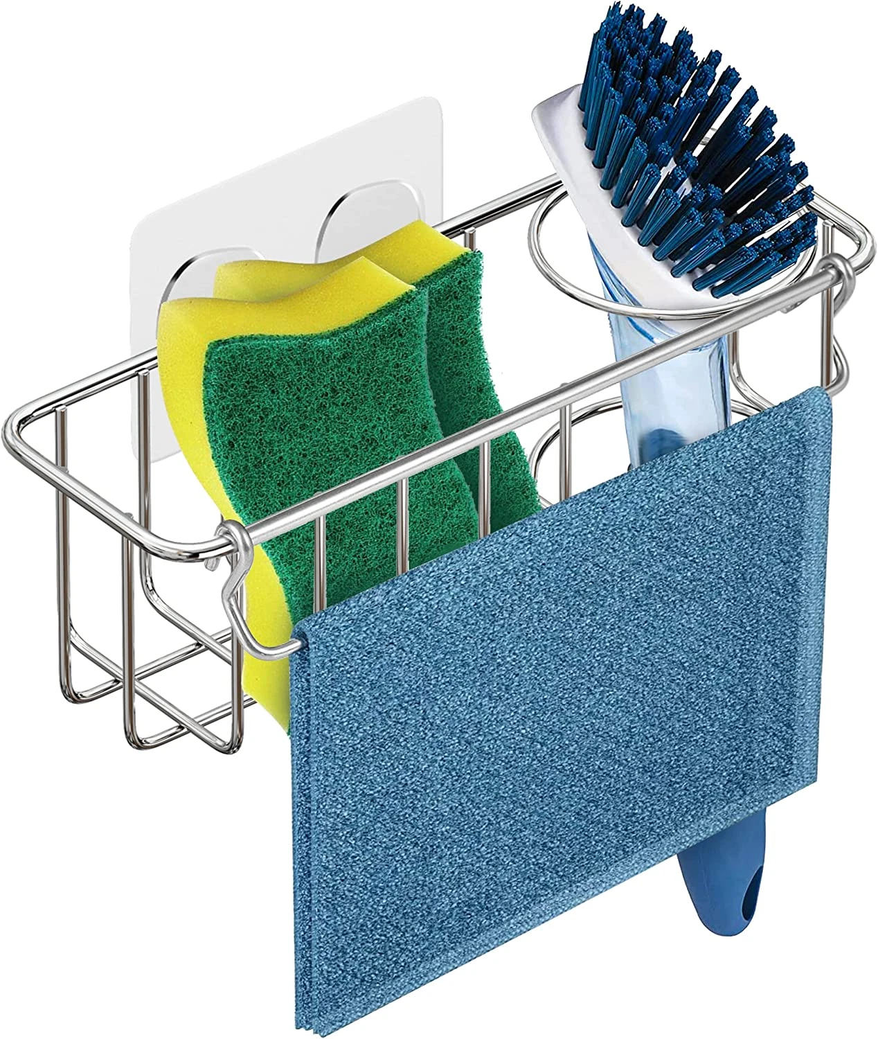 Rustproof Sponge Holder Caddy for Kitchen, Stainless Steel Organizer, Brush Hold