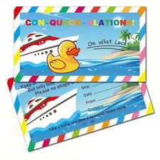 50 DOUBLE SIDED CRUISING DUCK TAGS STRIPED FRAME 3.5 x 2 CRUISE DUCK DUCKIE