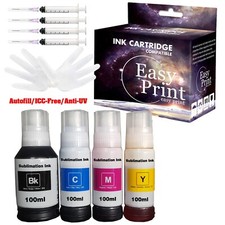 4PK Sublimation Ink Refilled Bottles for Ecotank ET-2720 ET-4752 Printer