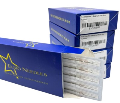 Abverkauf 7M1 Flach 5Pack Tattoonadeln EURO NEEDLES 250Stück PROFI Tattoo Nadeln
