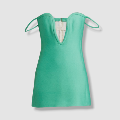 Valentino Garavani Off-The-Shoulder Cutout Crepe Mini Dress - Women - Green Dresses - XXS