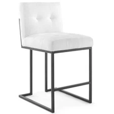 Hawthorne Collections 26.5" Modern Fabric Tufted Counter Stool in White/Black