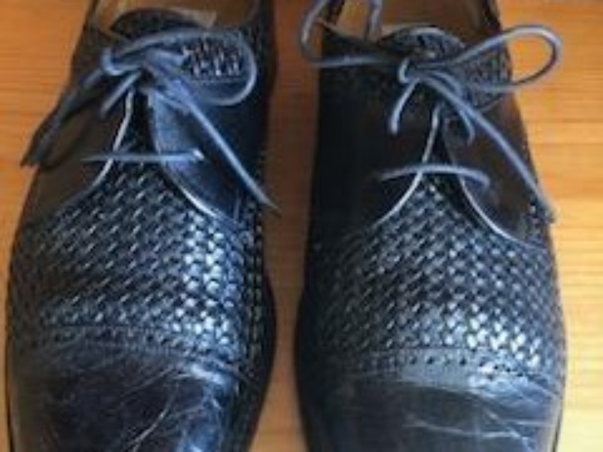 Mezlan Salinas Black Woven Leather Genuine Crocodile Cap Toe Derby Shoes Sz 9 Mezlan black loafers with crocodile accents, size 10  main image 3