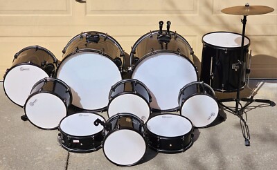 11-Piece Drum Set Used (2 Bass Drums, 2 Snares)