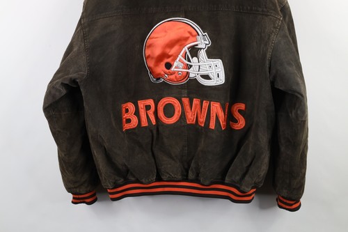 Vintage 90s Mens Large Distressed Cleveland Browns Football Suede Leather Jacket - Picture 18 of 18