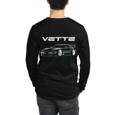 vette C4 80s Aesthetic Custom Line Art Unisex Long Sleeve Tee