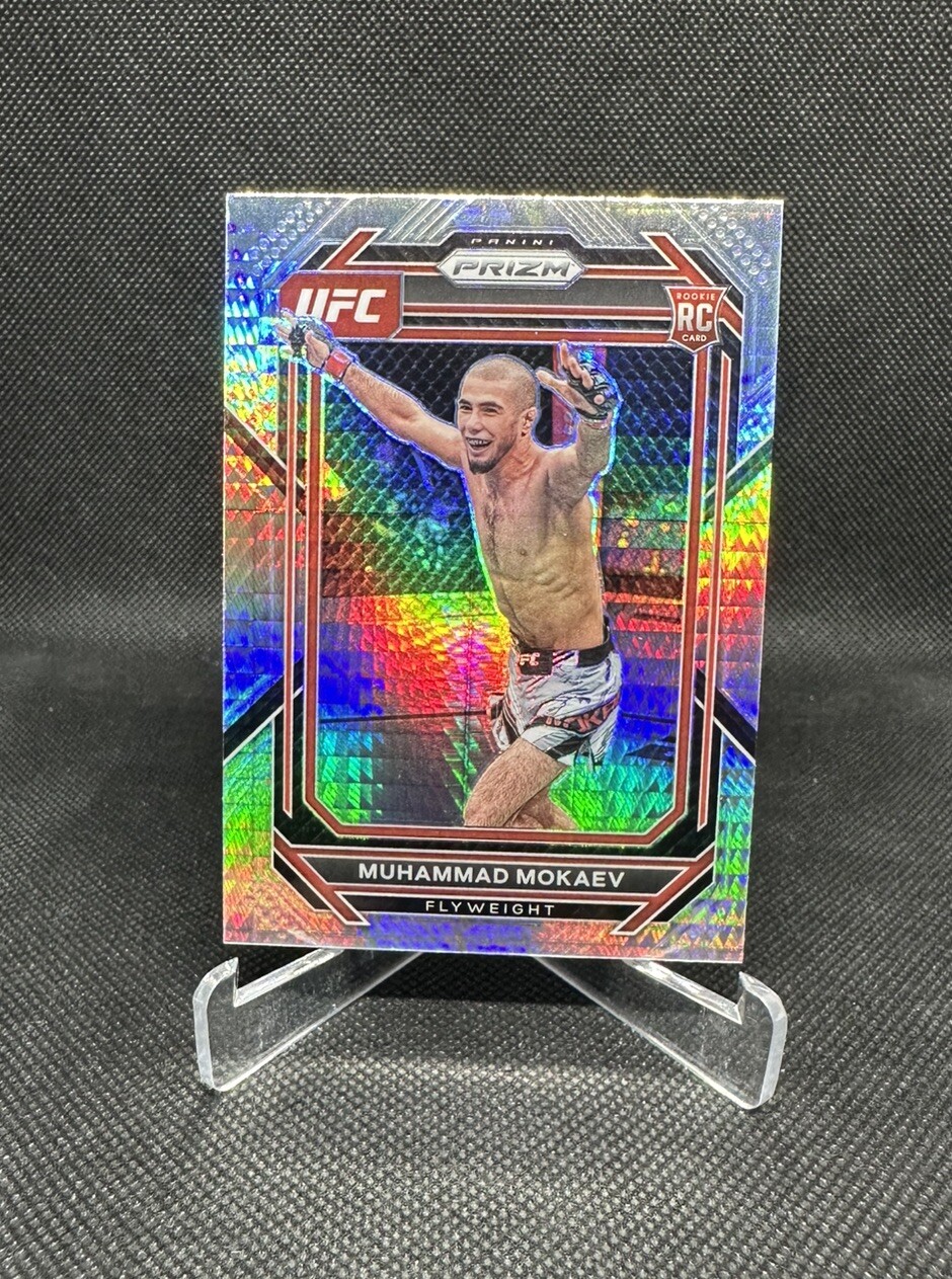 2023 Panini Prizm UFC Muhammad Mokaev Rookie RC Hyper Prizm #124 Flyweight