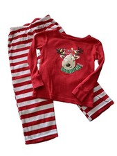 Cat And Jack Unisex Pajamas Holiday Reindeer Christmas Size 2T 2 Piece