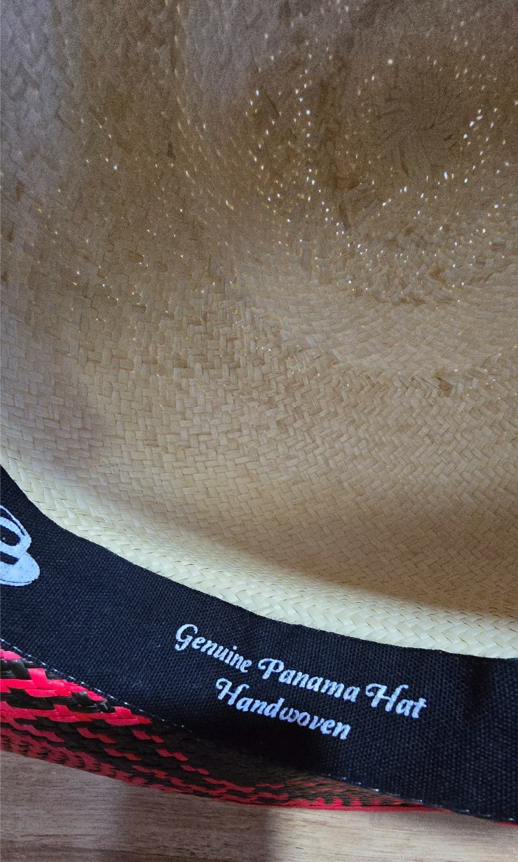 MONTECRISTI GENUINE PANAMA HAT BLACK RED--XLNT!!!