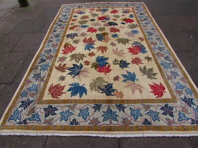Vintage Handgeknüpfter Traditioneller Orientteppich Wollweiß 309x197cm