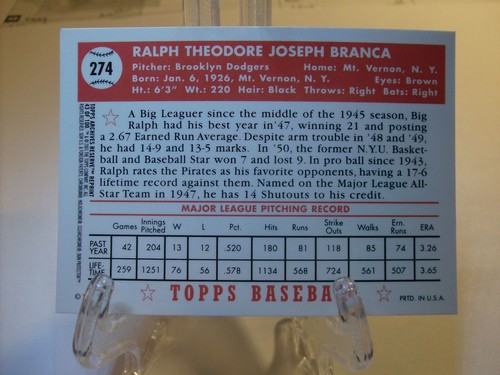 2001 Topps Archives Reserve Baseball Card #43 Ralph Branca '52 (82769) - Afbeelding 2 van 2