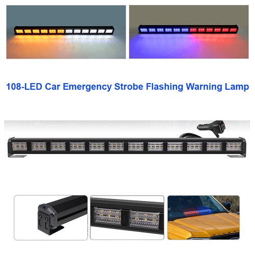 108-LED Car Emergency Strobe Flashing Warning Lamp Fog Light Bar Yellow/white - Picture 19 of 19