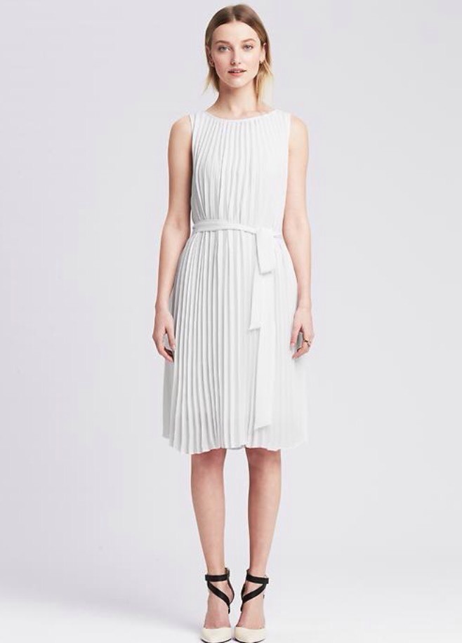 white pleated dress