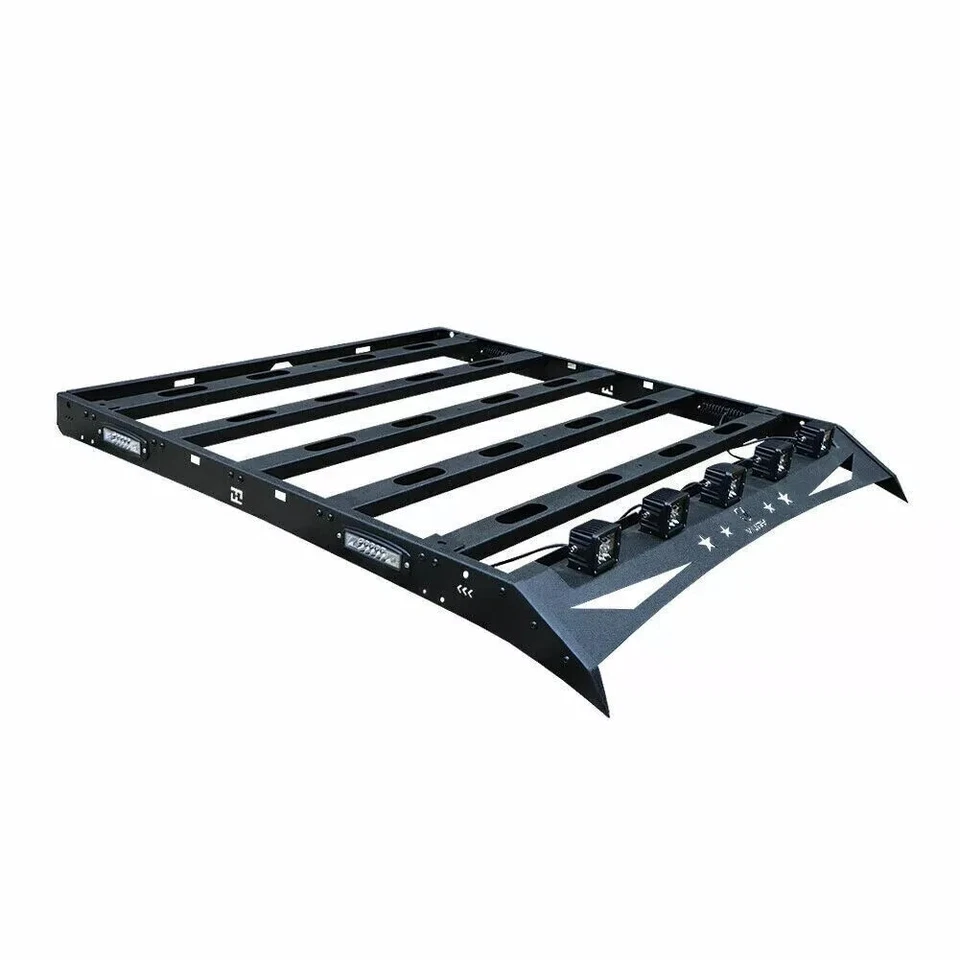 Stainless Steel Roof Rack Luggage Carrier with LED Light For 2009-2014 Ford F150 - Image 2 of 4