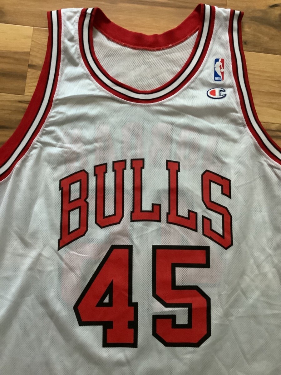 Champion Michael Jordan Chicago Bulls #45 White Screen Print