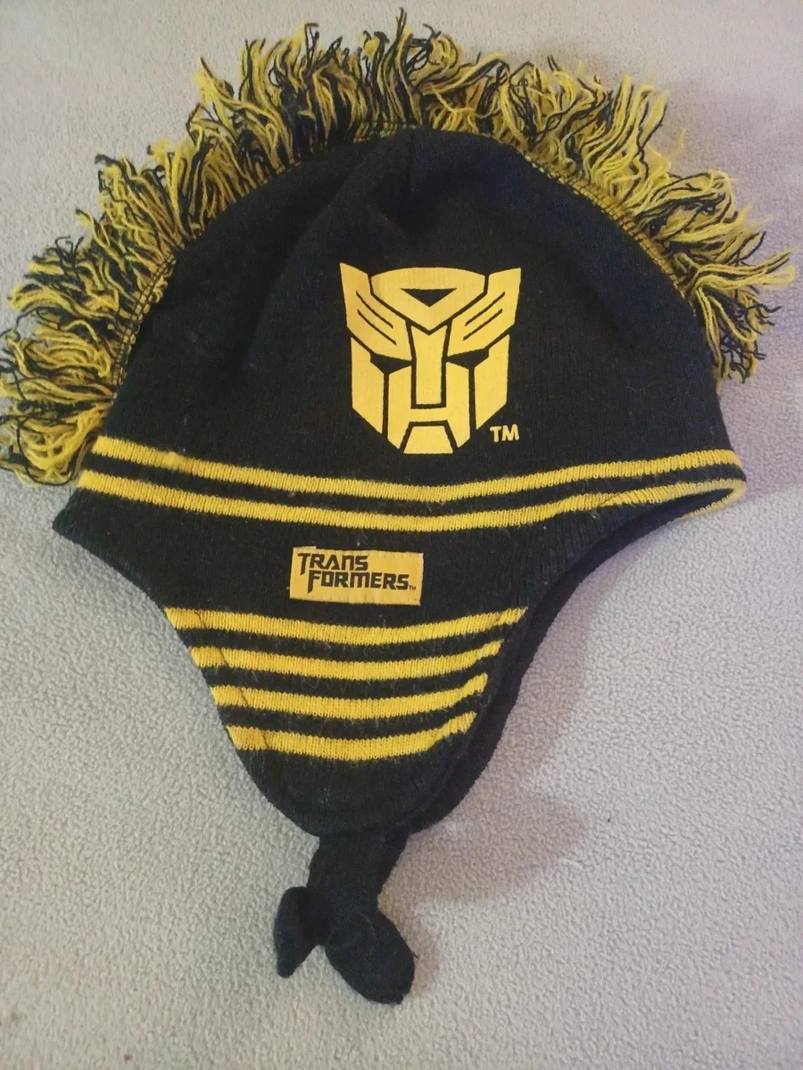Transformers winter hat with mohawk thread black yellow Hasbro eBay