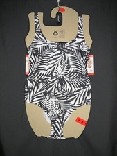 NWT OCEAN PACIFIC 1673915 4 WAY STRETCH ONE PIECE SWIMSUIT BLACK SZ M E548