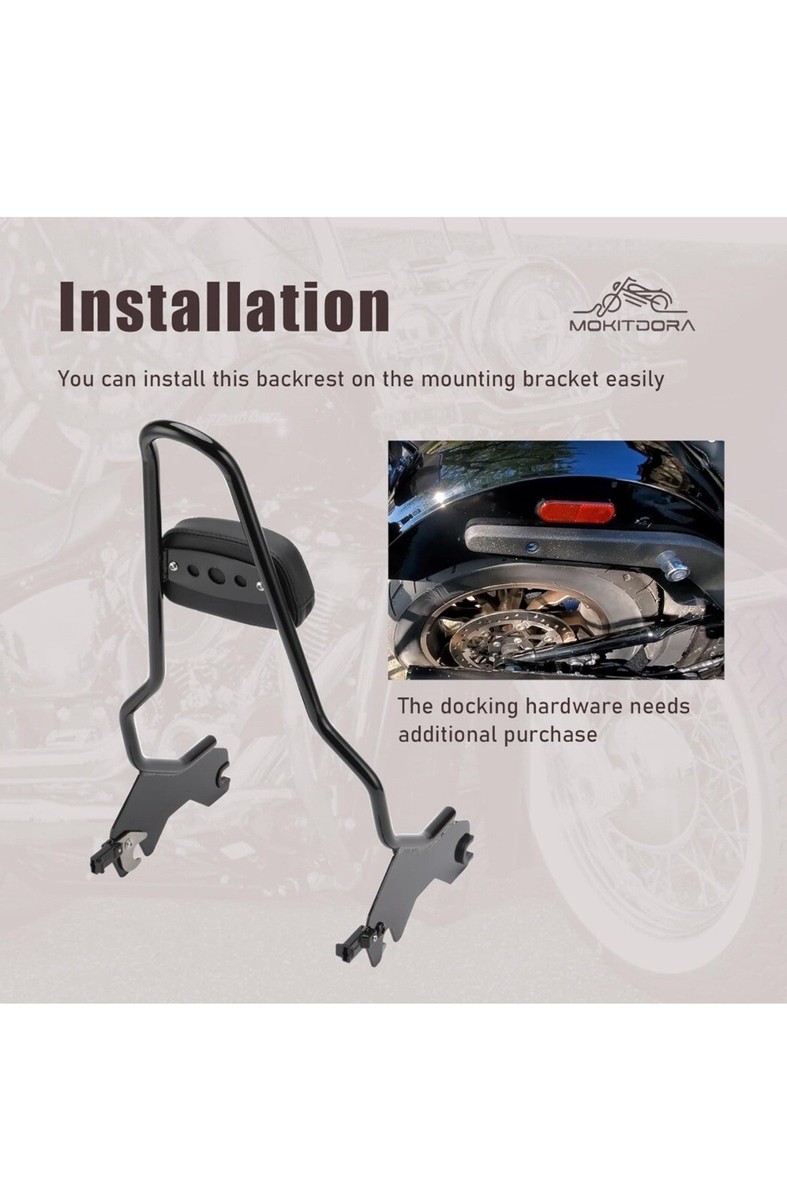 OKitDora Softail Sissy Bar Detachable Backrest Upright With Pad For - View #3