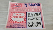 Vintage Winn Dixie Ground Beef Cardboard Advertisement 14x11