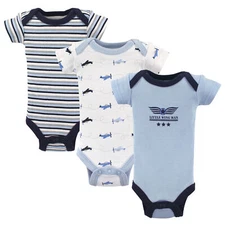 Luvable Friends Baby Boy Cotton Preemie Bodysuits 3pk, Airplane, Preemie