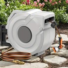 Retractable Hose Reel, 5/8 in x 65 ft Wall Mounted Garden Hose Reel