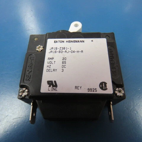 EATON HEINEMANN  JA1S-Z381-1 Qty of 1 per Lot CIRCUIT BREAKER, 20A 65V DCHZ 3 DE