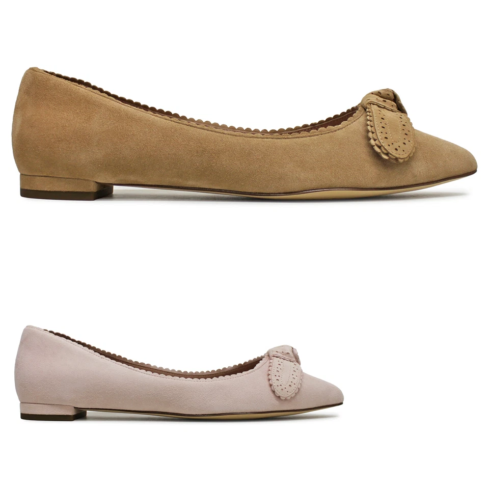 Cole Haan Womens Shoes Bellport Bow Skimmer Casual Slip On Flats Suede