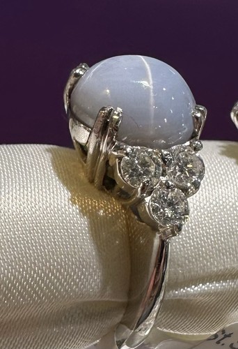 An Exquisite Sri Lanka 8.78ct Star Sapphire & Diamond Platinum Ring - Picture 9 of 9