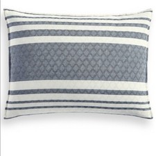 Lucky Brand Stripe Diamond Cotton Reversible Pillow Sham STANDARD White / Navy