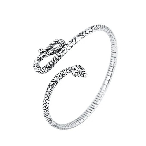 Punk Vintage 925 Sterling Silver Snake Domineering Bracelets Bangle Silver Fine - Picture 5 of 24