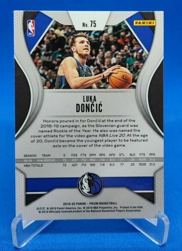 LUKA DONCIC🔥MINT BASE CARD🏀2019-20 PANINI PRIZM #75 DAL🐎MAVERICKS 2018-19 ROY - Foto 8 di 8