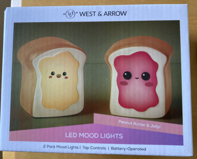 NIP Peanut Butter & Jelly LED Mood Lights West & Arrow 2 Pack Battery Operated