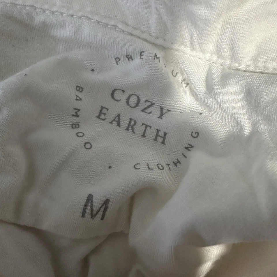 Top de pijama de mujer Cozy Earth manga larga talla mediana bambú elástico marfil Foto 4 de 4
