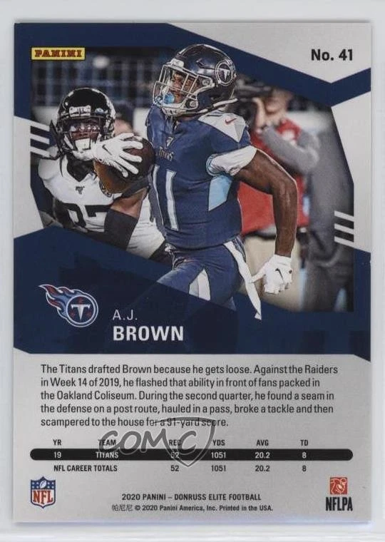 2020 Panini Donruss Elite Red /399 AJ Brown #41 - Image 2 of 2