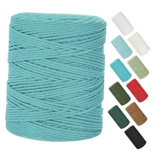 Macrame Cord 4mm x 380Yards (1140Feet), Natural 4mm x 380yards Lake Green