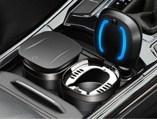 Portable Car Ashtray with Lid Cigarette Holder Smokeless Cup Holder LED Light