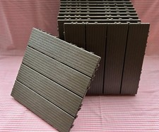 11 x WPC Decking Tiles Garden Patio Balcony Interlocking Composite Decking Floor