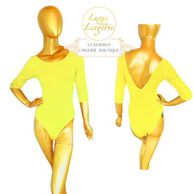 KEY WEST BODY by Wolford L Large gelb yellow Rippe Opaque Naturell Vollpo