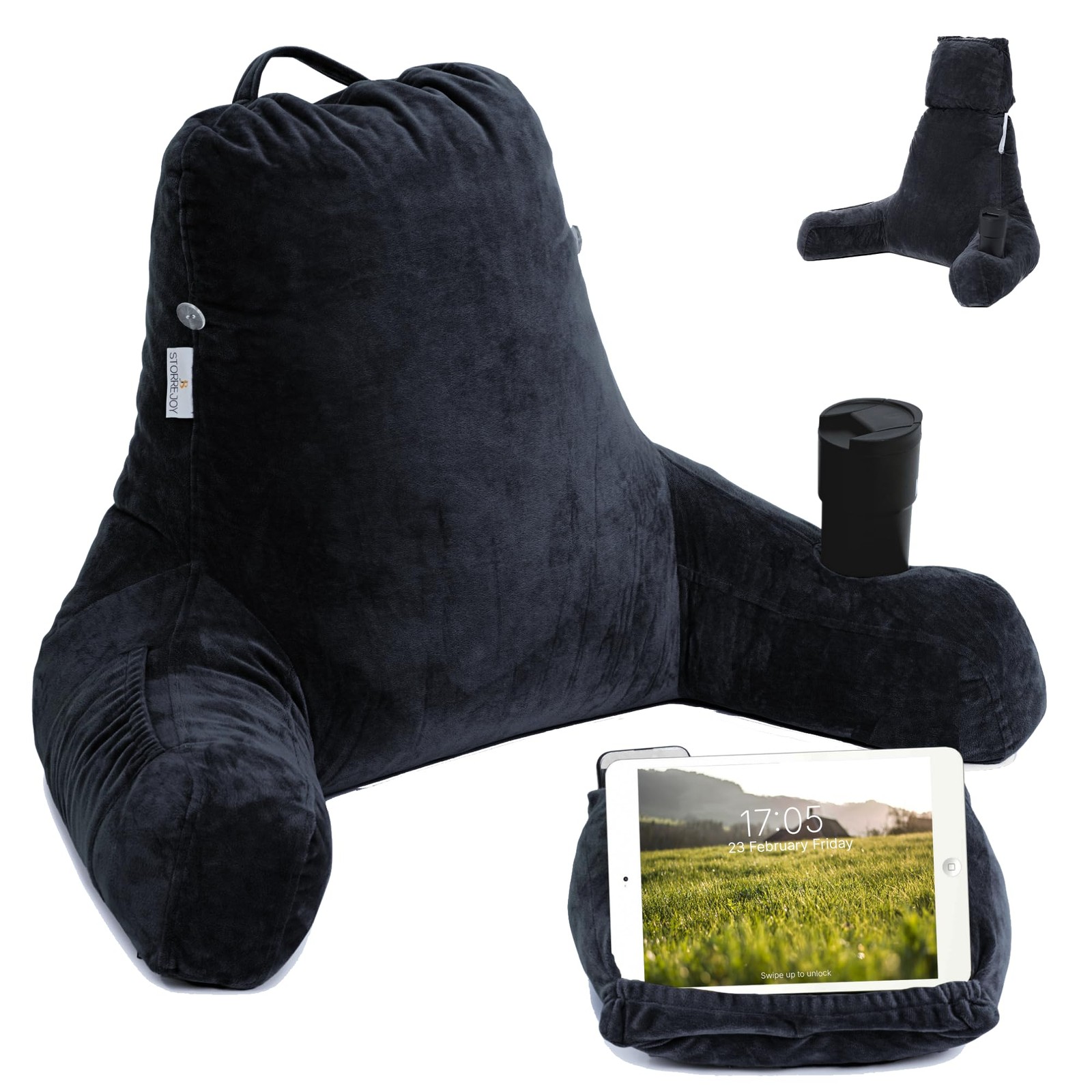 XL Memory Foam Reading Pillow with Arms for Adults in Bed