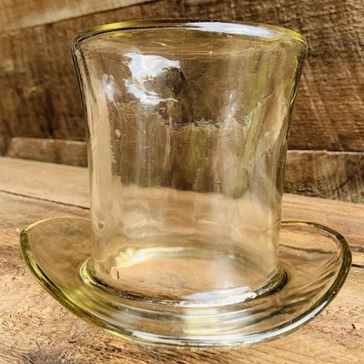 Clear Top Hat Glass Vase Bowl Pattern 4.5  Tall Tableware Glassware Collectible