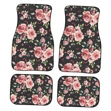 Flower Rose Floral Pattern Car Floor Mats Carpet Universal Cute Spring Pink