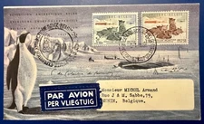 Nice Belgium B605 + B605b Antarctic Expedition cover, cancelled in Antarctica