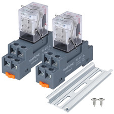 Electromagnetic Power Relay, 8-Pin 10 AMP 24V AC Relay Coil with Socket Base, LE