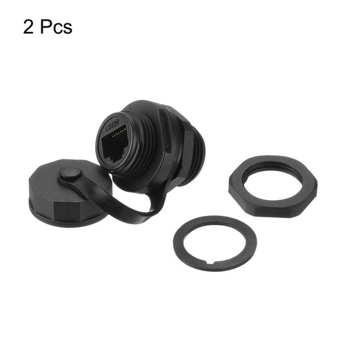 RJ45 Panel Mount Coupler with Waterproof IP67 Dustproof Cap, Pack of 2 - Photo 3/6