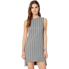 Nicole Miller Collection 4 Mini Sheath Dress Gray Multi Striped Wool Sleeveless